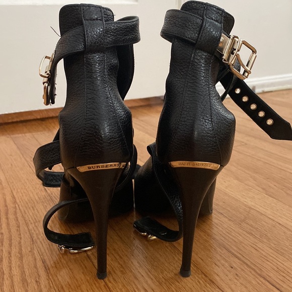 Burberry Black Peep-Toe Ankle Boots - Picture 3 of 6